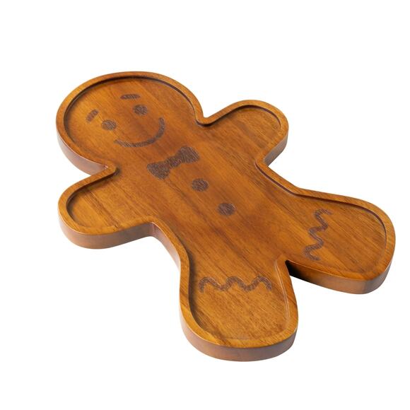 Christmas Acacia Wood Gingerbread Man Charcuterie Board Holiday Party Serve Tray - Picture 5 of 6